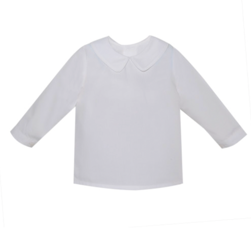 Boys LS Piped Shirt- White