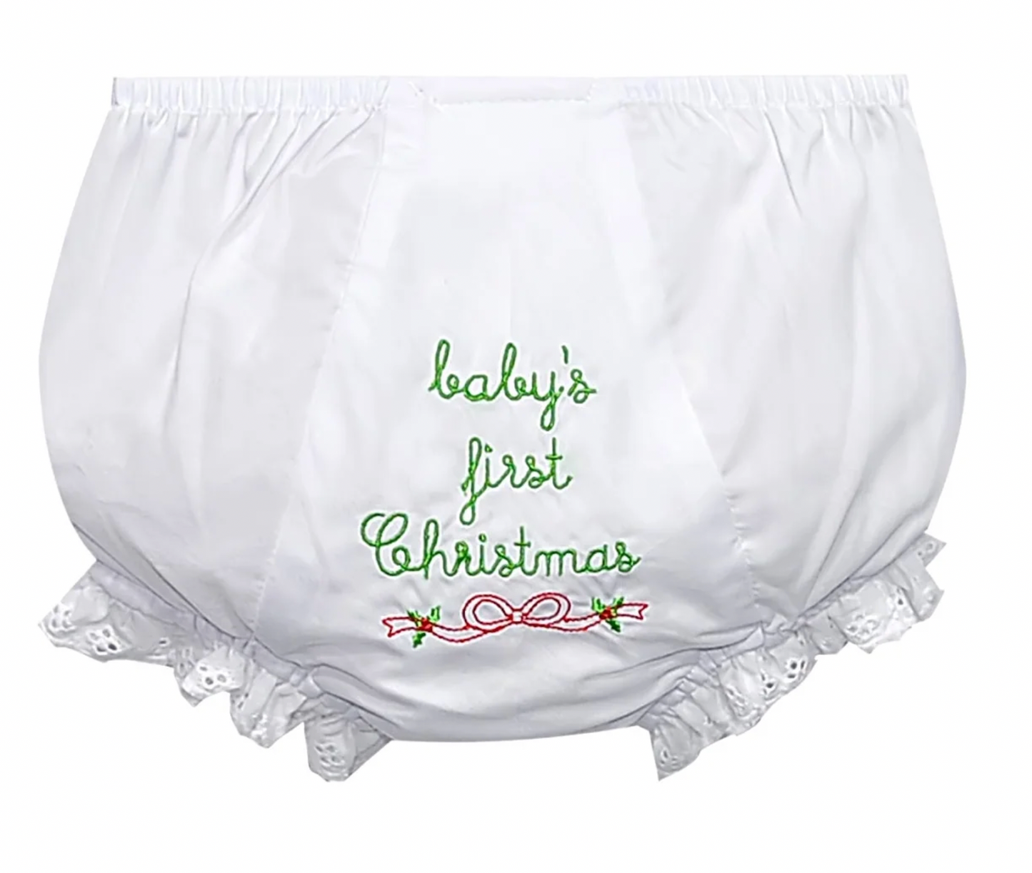 White Lily Girl Diaper Cover- Christmas