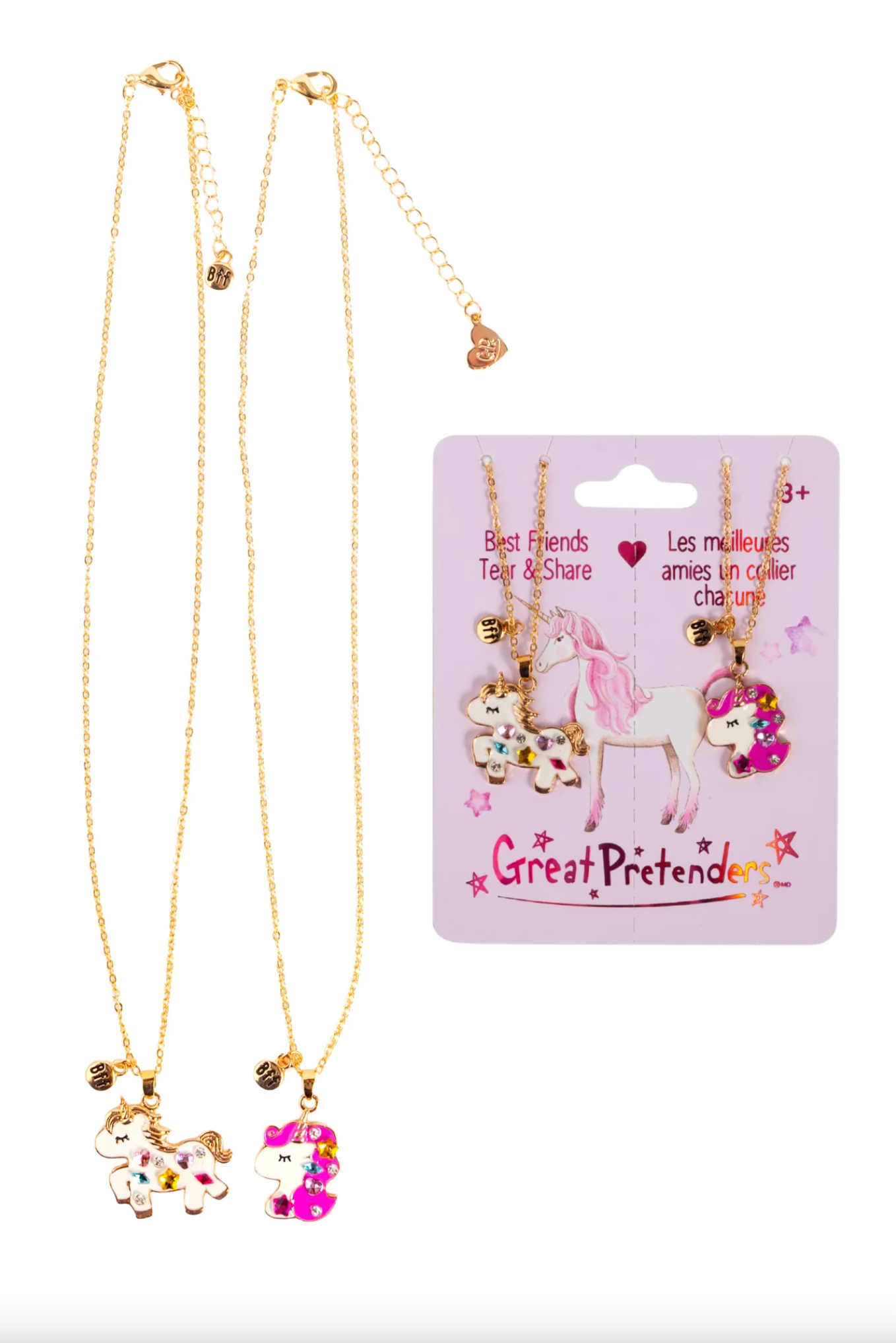 Bejewelled Unicorns Tear and Share Necklace