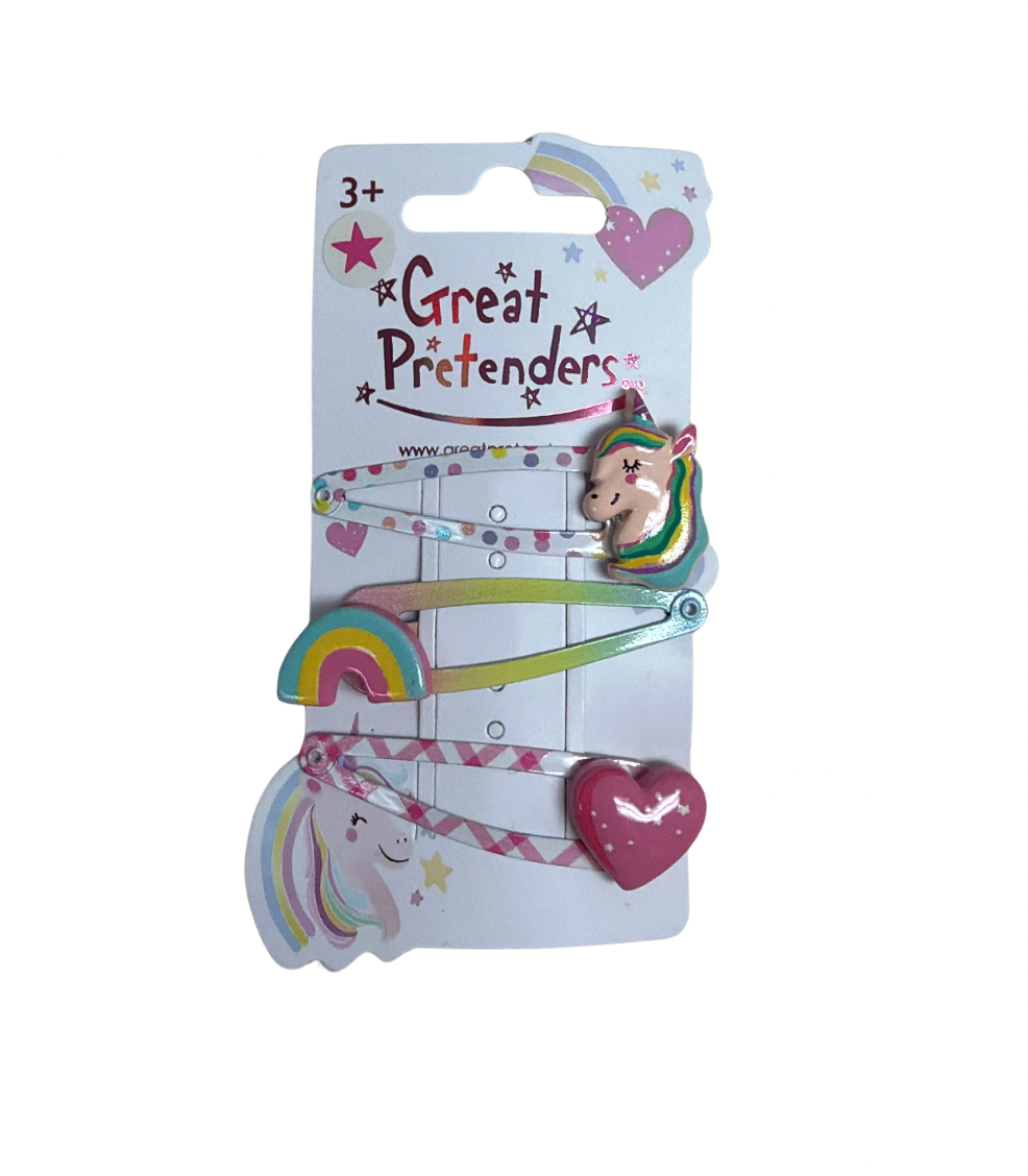 Unicorn Cutie Hair Clips, 3pcs