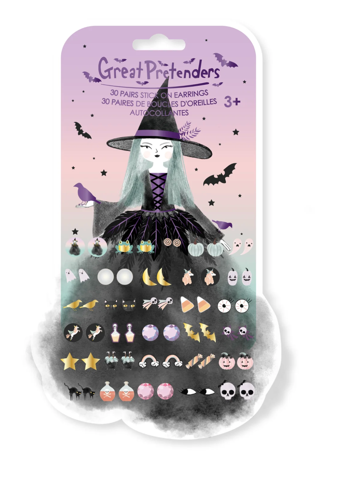 Natasha The Raven Witch Sticker Earrings, 30 pairs