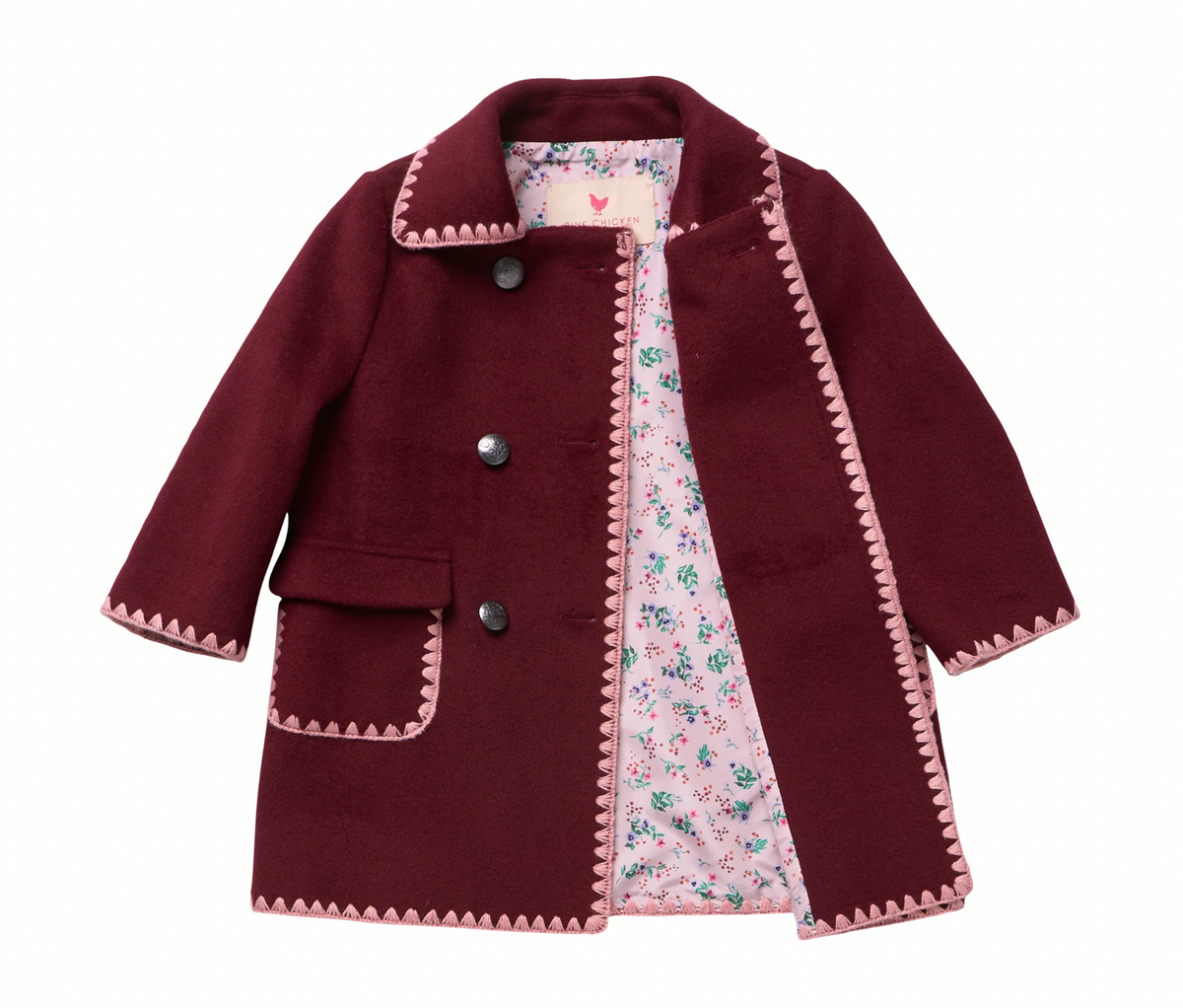 *PRE-ORDER* Girls Beck Peacoat- Burgundy
