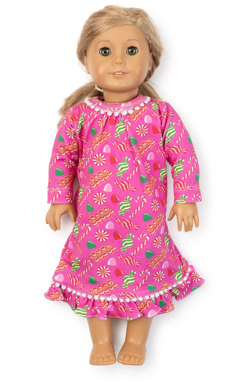 Carlin Doll Dress - Christmas Candy Pink