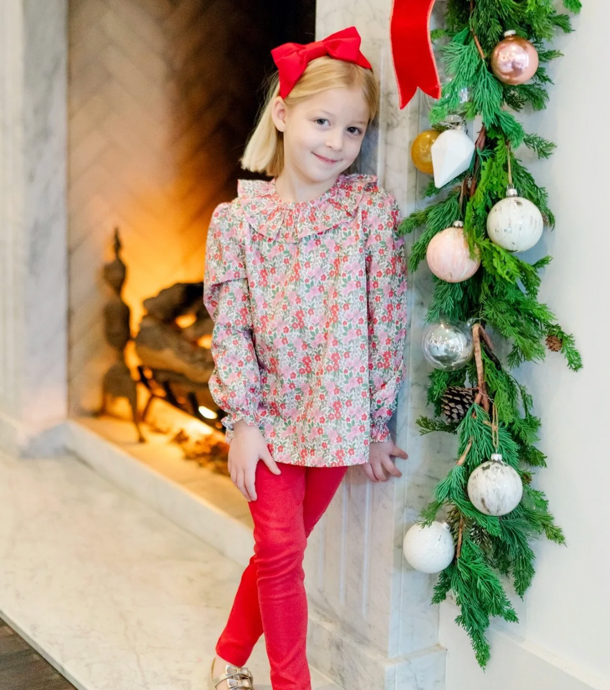 Emma Set Girls' Legging Set - Floral Noel