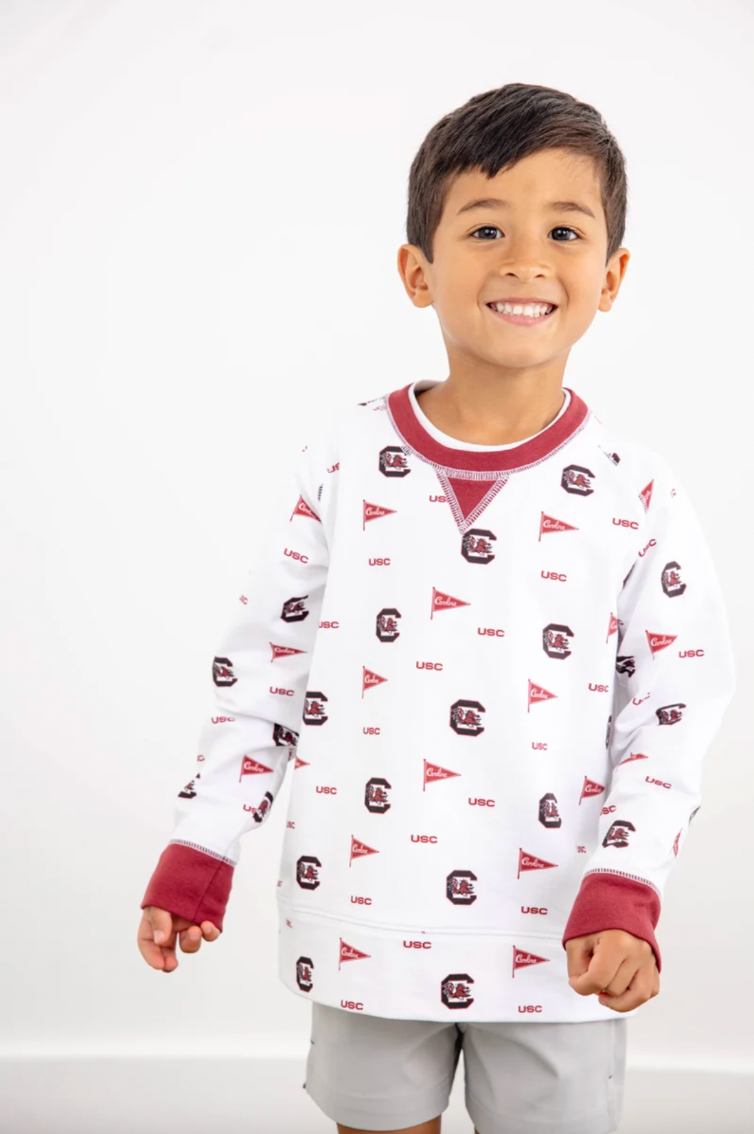 Cassidy Comfy Crewneck- Boys South Carolina Spirit/Burgundy