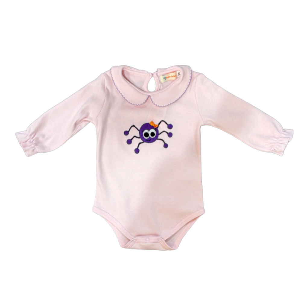 Light Pink Onsie with Lavender Spider Applique