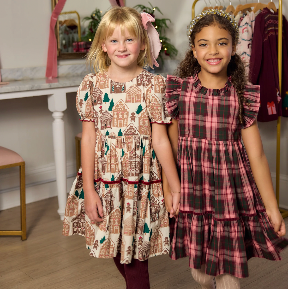 *PRE-ORDER* Girls Eliza Dress- Gingerbread Houses