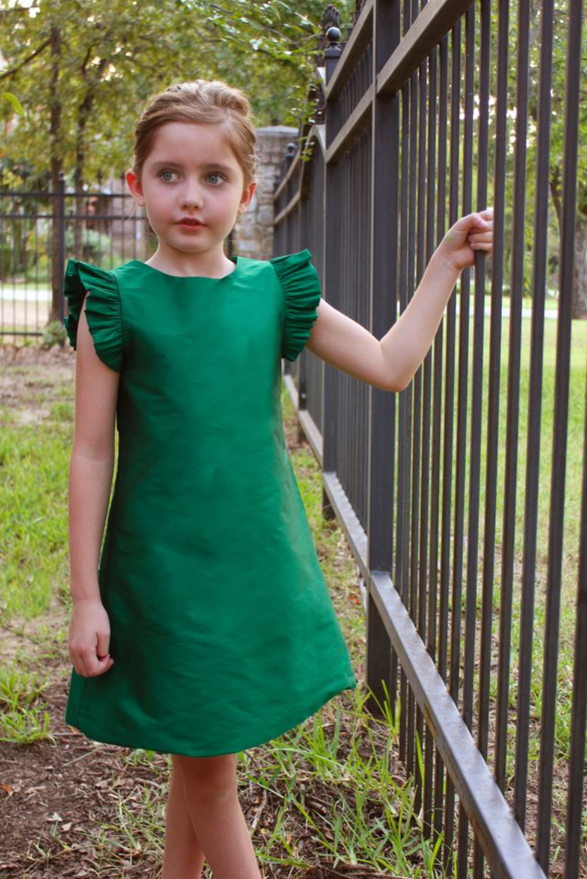 Green Flutter Sleeve Dress