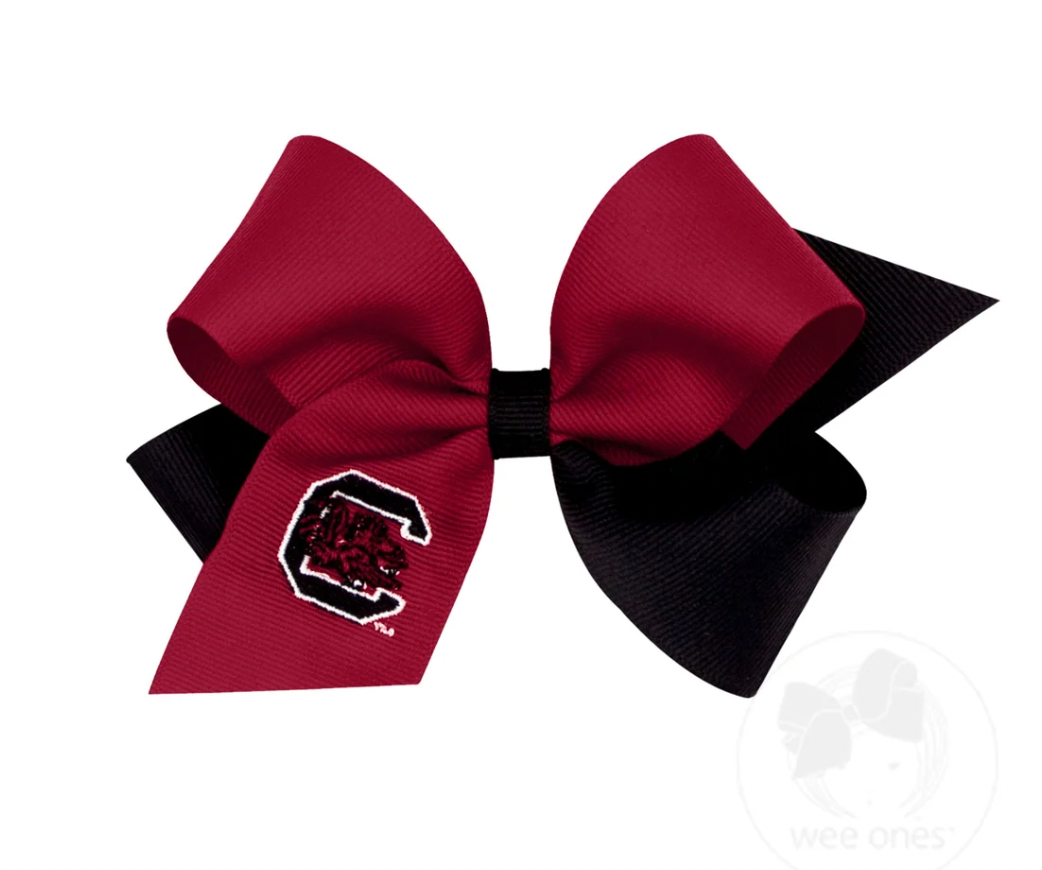 South Carolina Gamecocks Two-Tone Embroidered Hair Bow