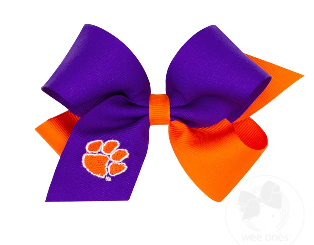 Clemson Tigers Two-Tone Embroidered Hair Bow