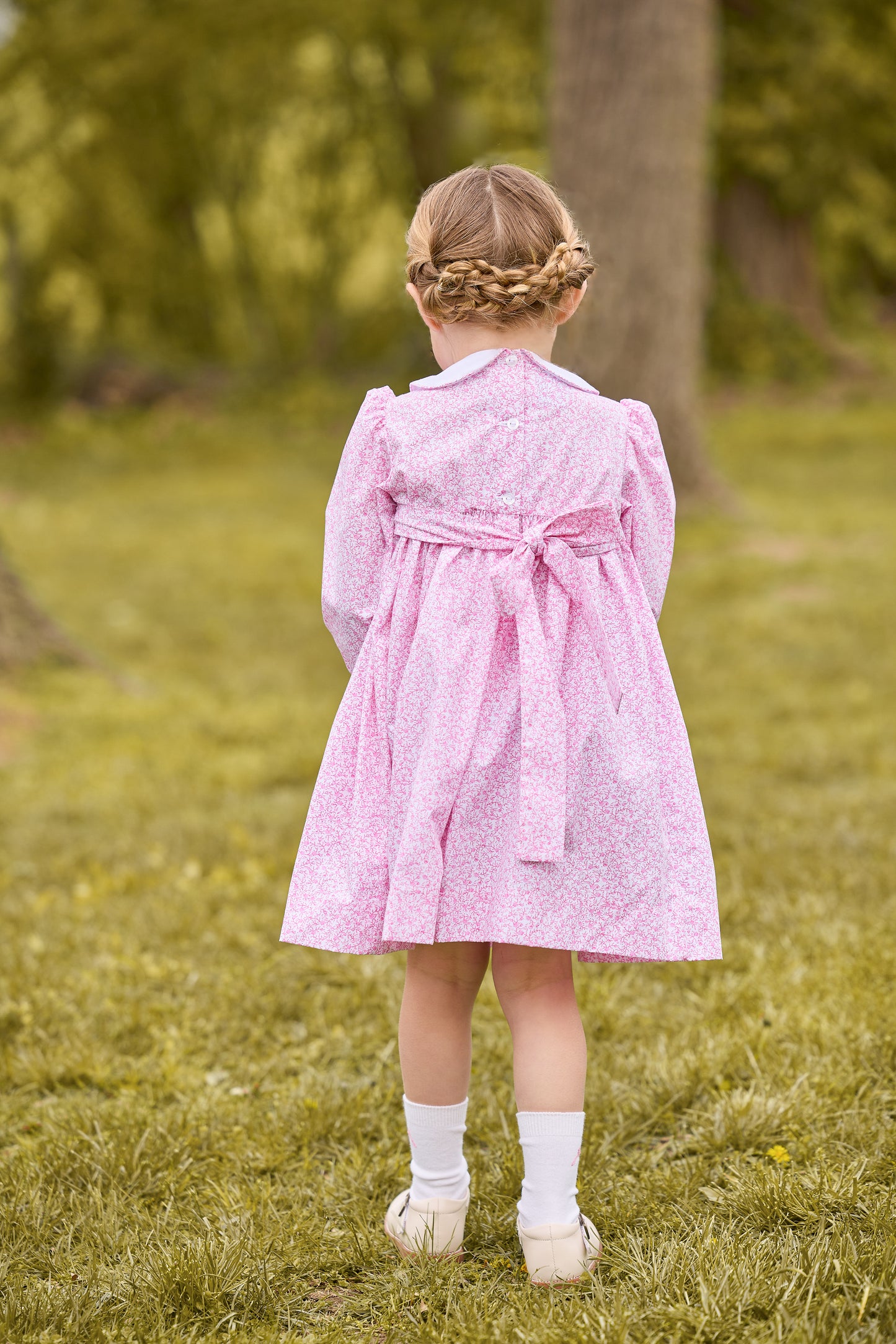 Smocked Natalie Dress - Pink Vinings