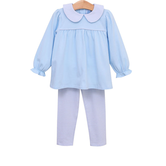 Abigail Pants Set - Light Blue stripe