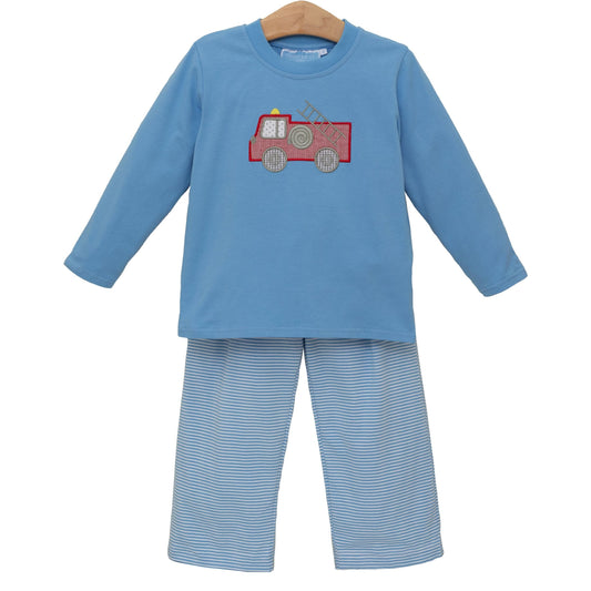 Fire Truck Applique Pants Set
