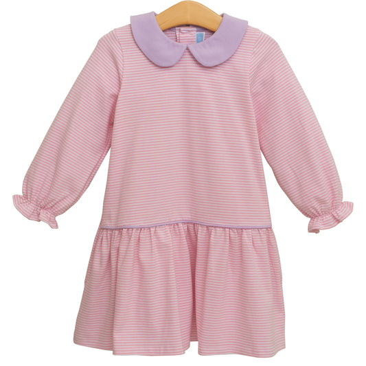 Katherine Dress - Light Pink Stripe/ Lavender