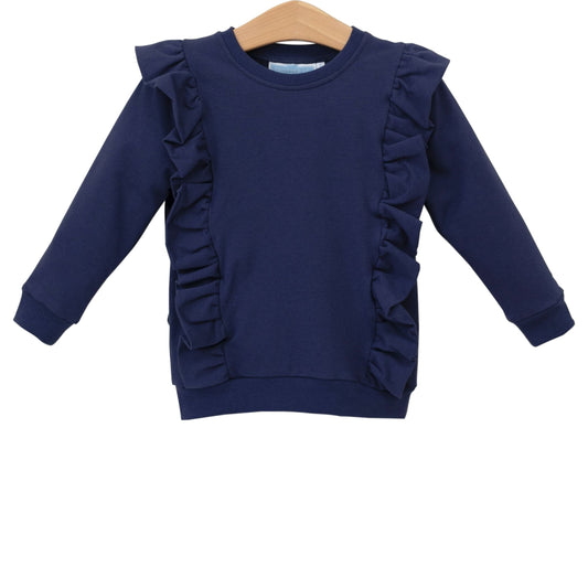 Laura Ruffle Pullover - Navy