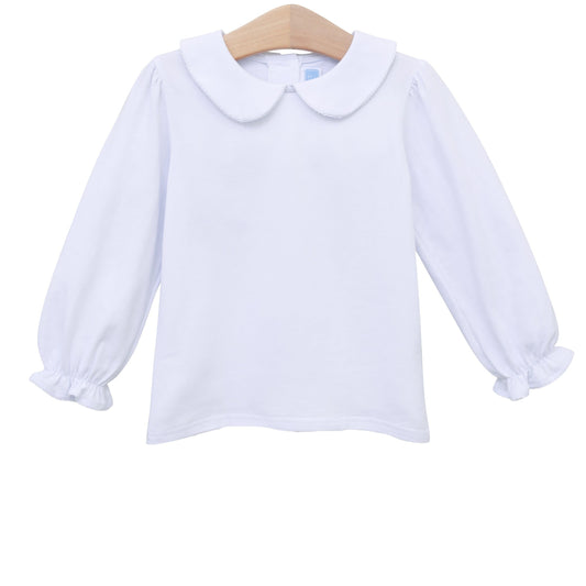 Peter Pan Picot Collar Top - White