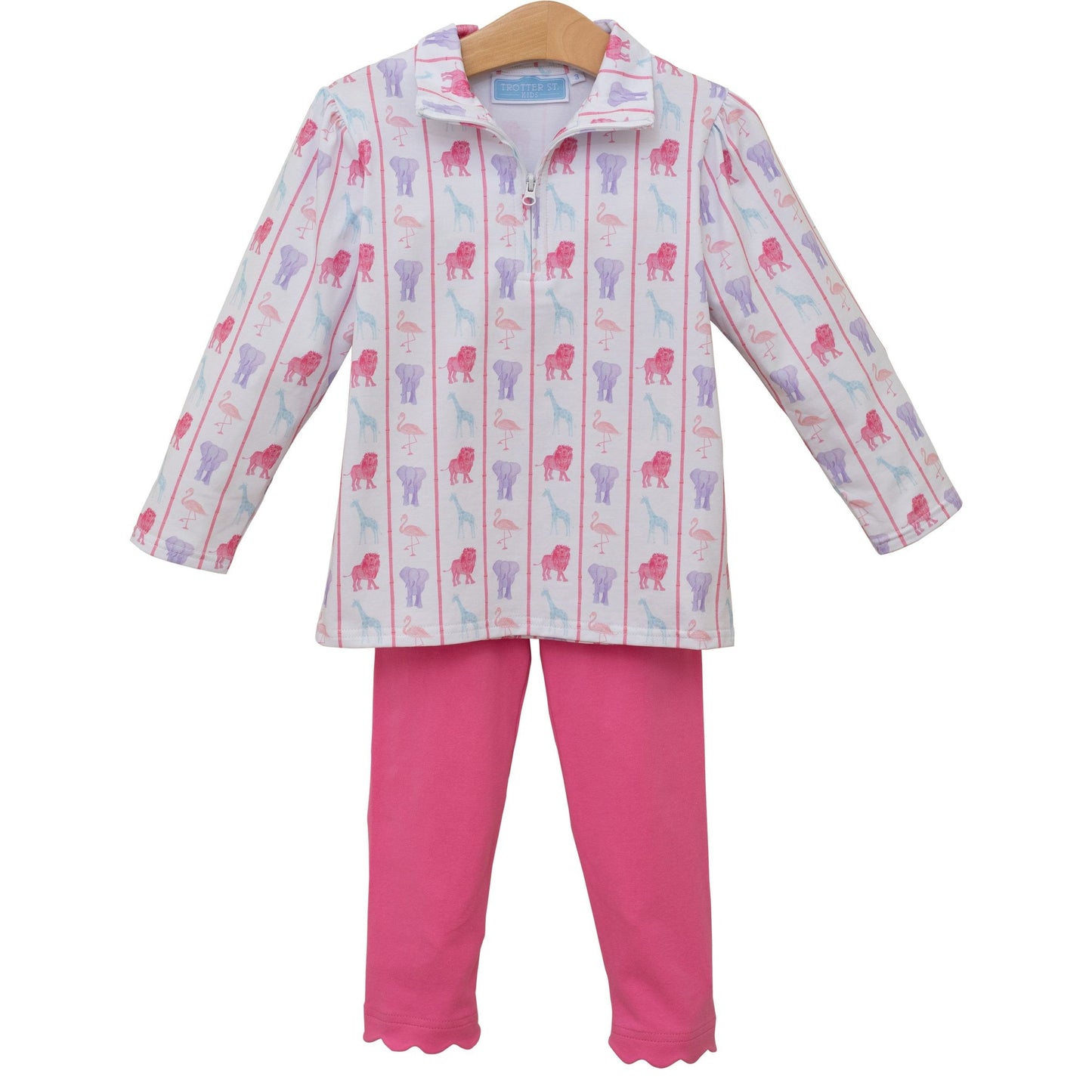 1/4 Zip Pants Set - Welcome to the Jungle Pink