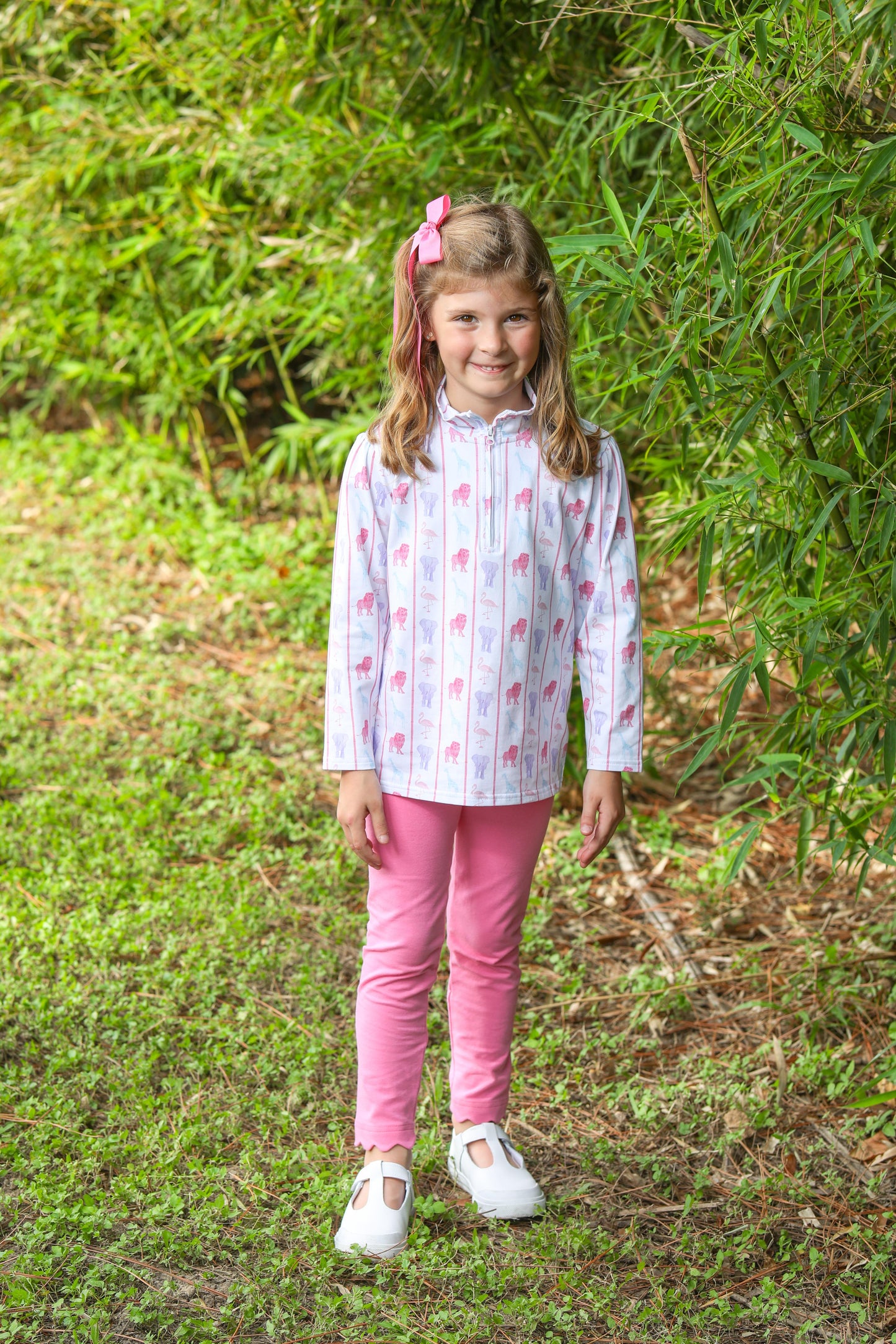 1/4 Zip Pants Set - Welcome to the Jungle Pink