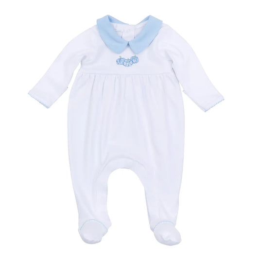 Precious Pumpkins Collared Footie - Light Blue