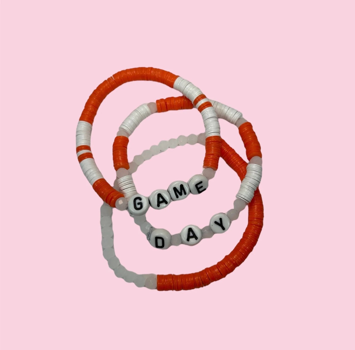 Orange and White Game Day YOUTH Bracelets