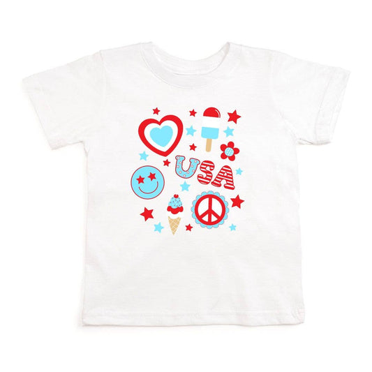 4th Of July Doodle Short Sleeve T-Shirt - Kids Clothes