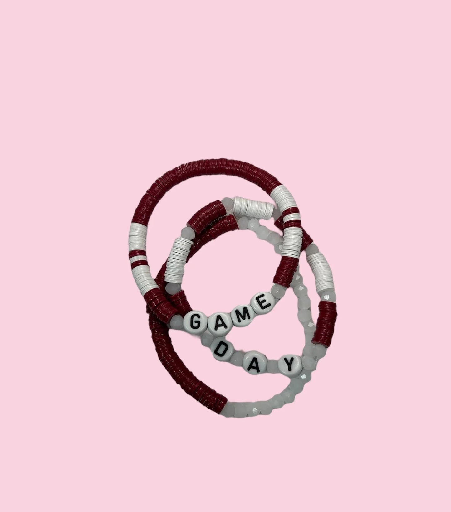 Garnet and White Game Day YOUTH Bracelets