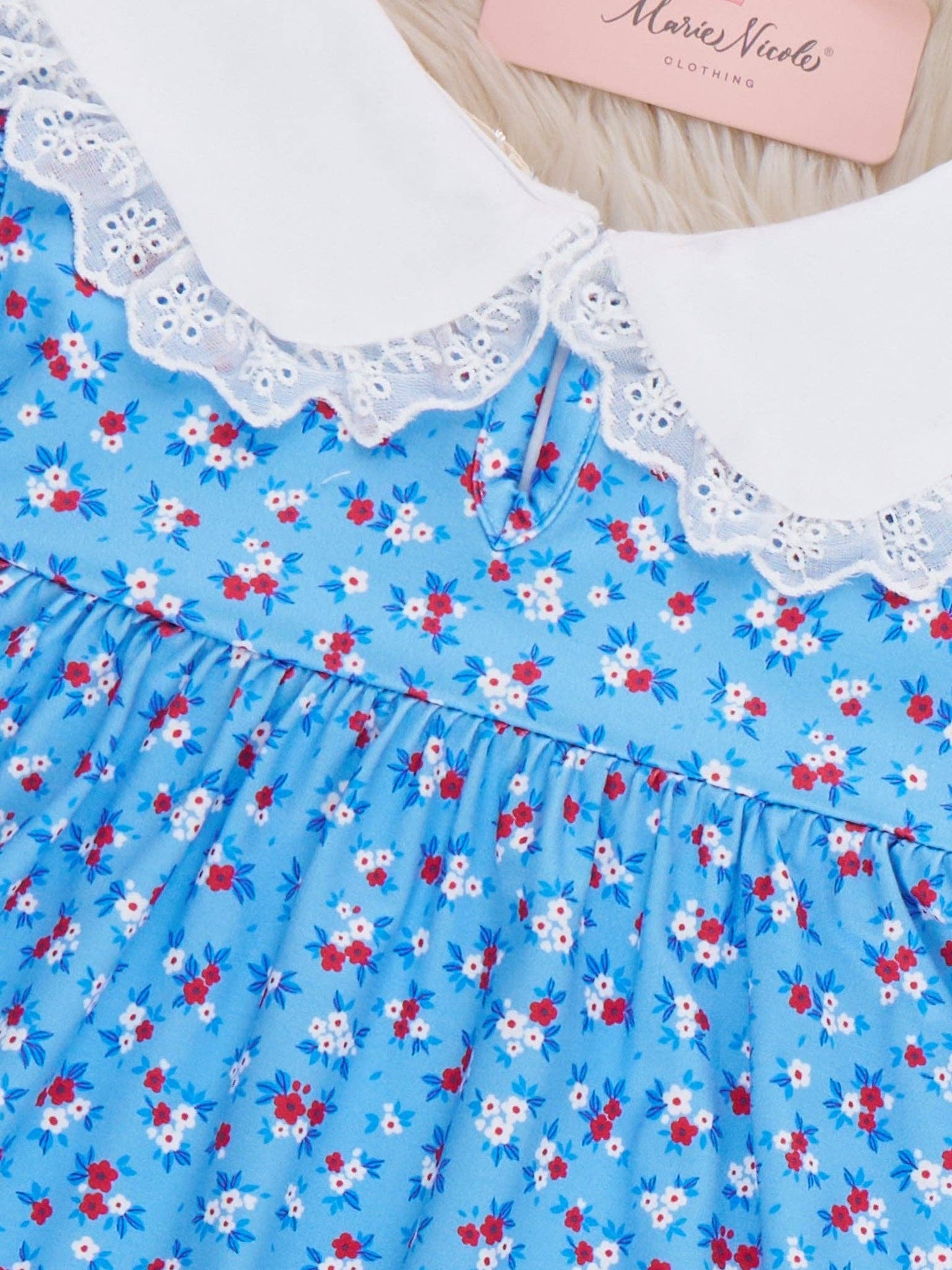 American Dreamer Embroidered Lace Ruffle Dress