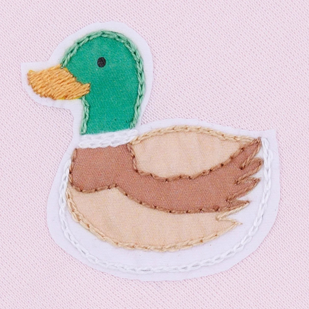 Mallard Embroidered Ruffle Zip Footie - Pink