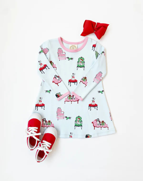 LS Polly Play Dress - Paw-recious/Hamptons Hot Pink