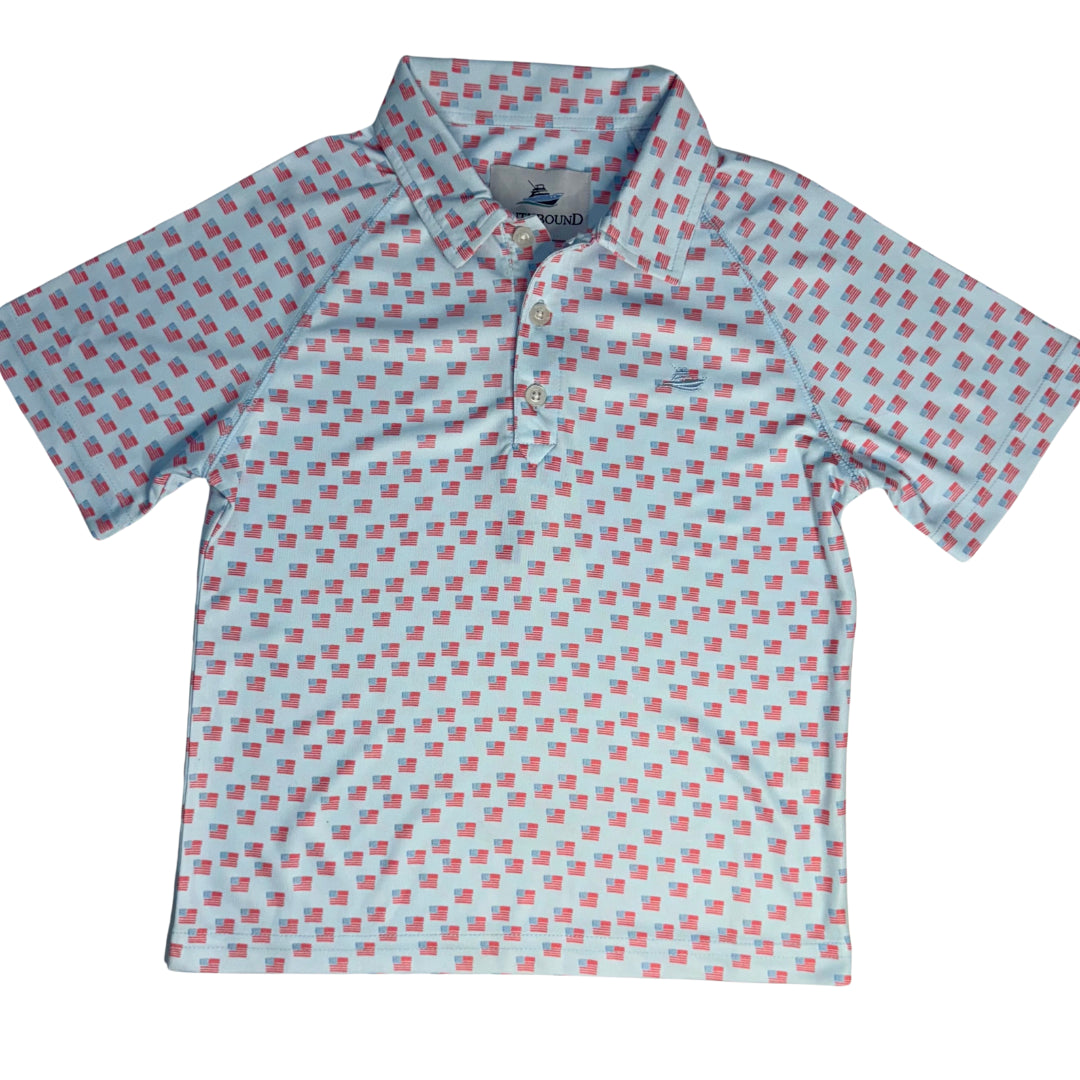 Printed Performance Polo - Flags