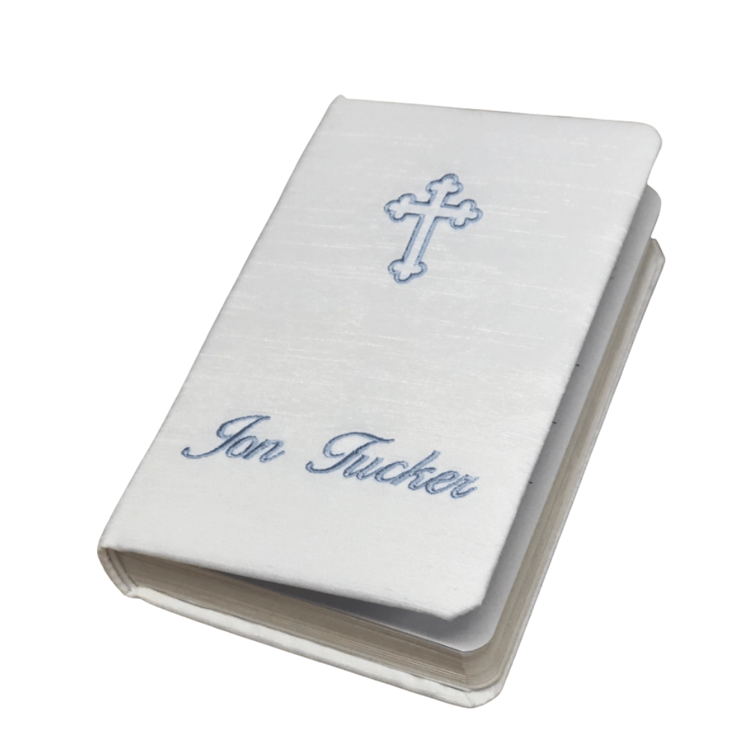 Baby's First Bible In Shantung With Cross- PRE ORDER