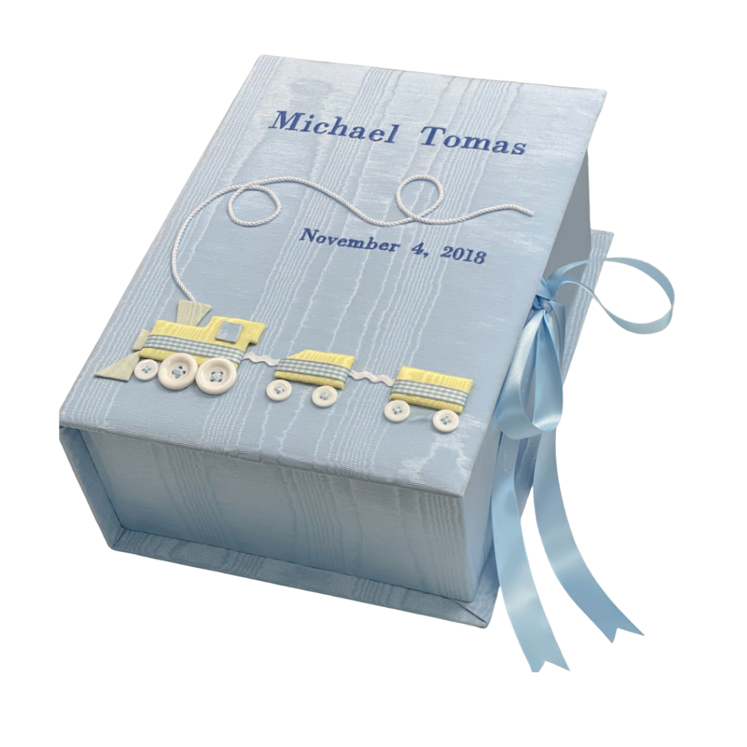 Pre Order- Medium Baby Keepsake Box with Choo Choo Train