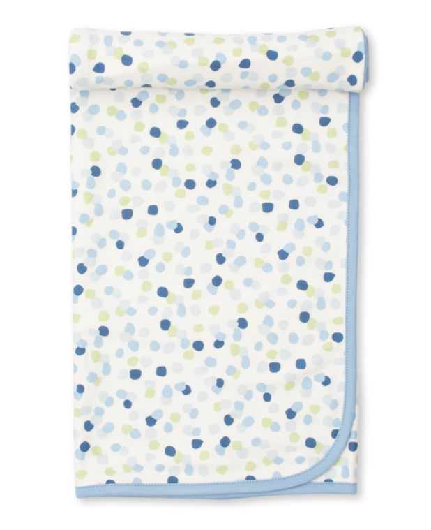 Kissy Kissy- Dabbled Dots Blanket- Blue