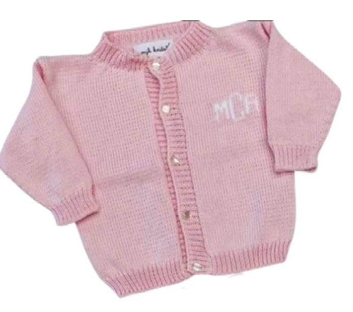 Monogram Cardigan - Light Pink/White