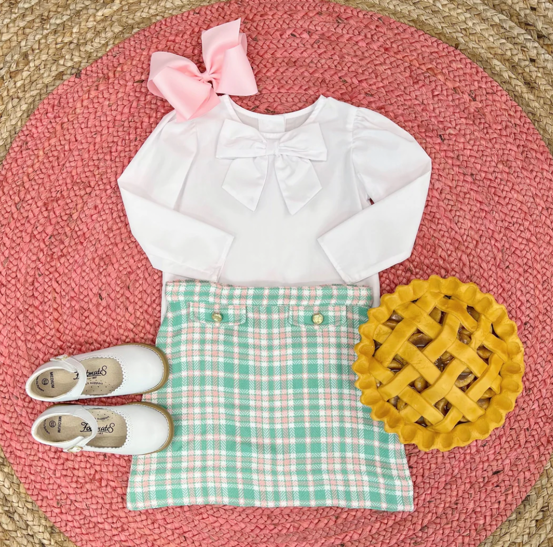 Beatrice Bow Blouse- Worth Avenue White
