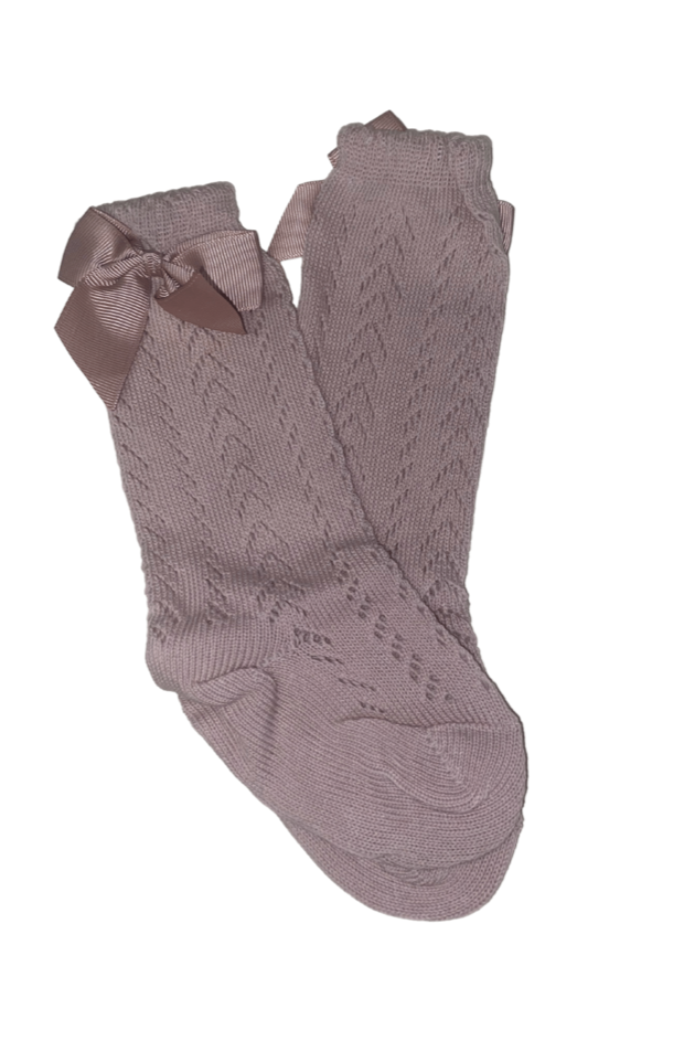 Cable Knit Sock W/ Bow