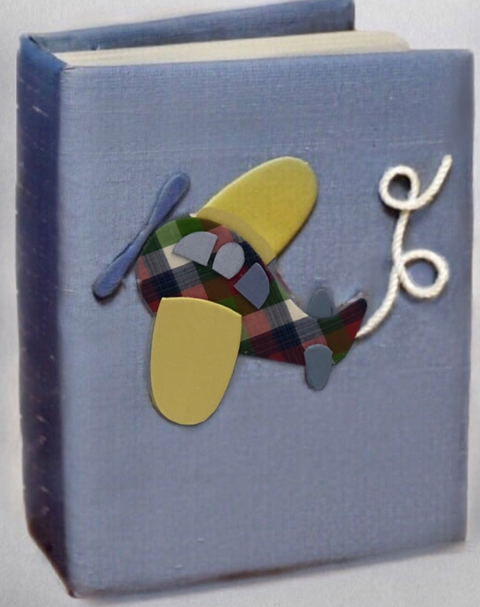 Small Hardbound Photo Album In Silk With Airplane- PRE ORDER