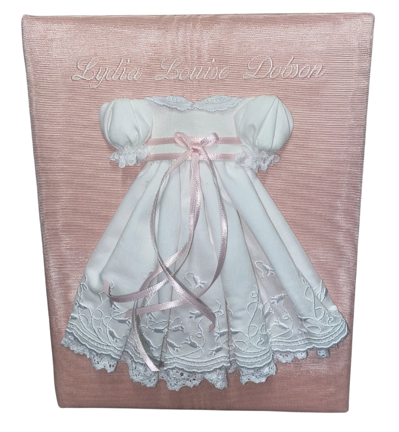 PRE ORDER - Medium Photo Album in Shantung with Swiss Batiste Dress with Flowers