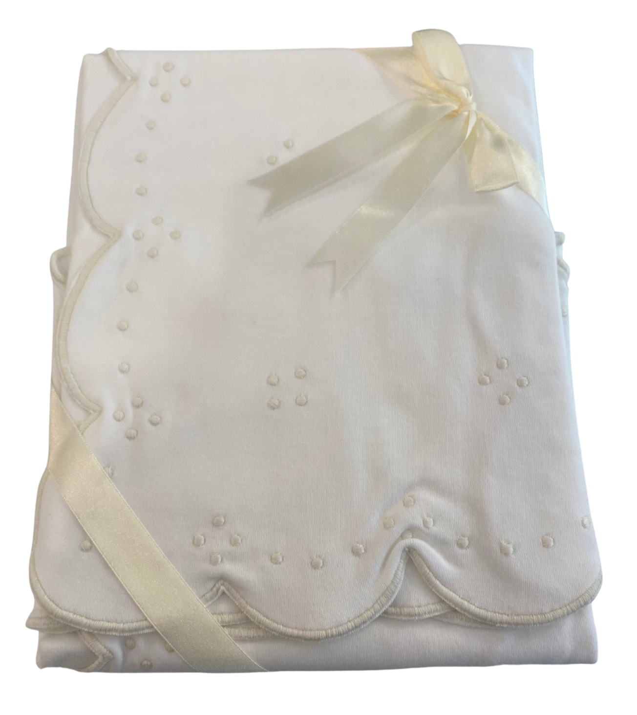 Scalloped Receiving Blanket- Cream