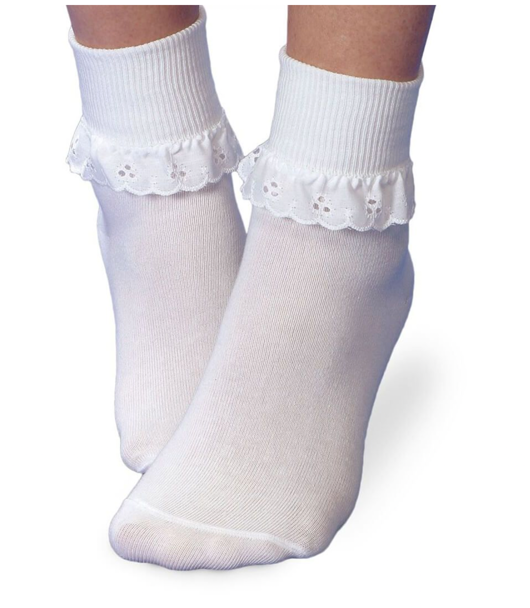 Eyelet Cuff White Socks