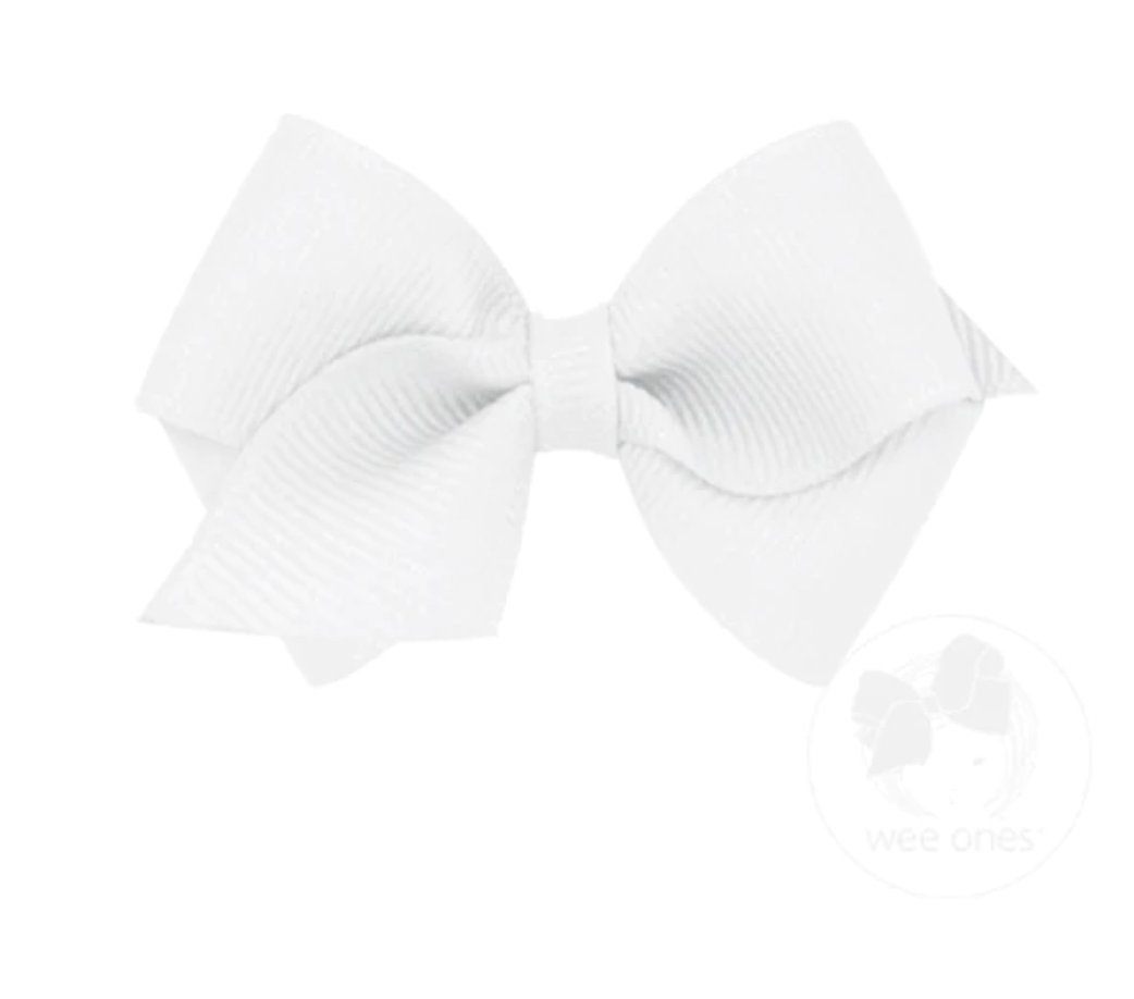 Solid Grosgrain Basic Bow - White