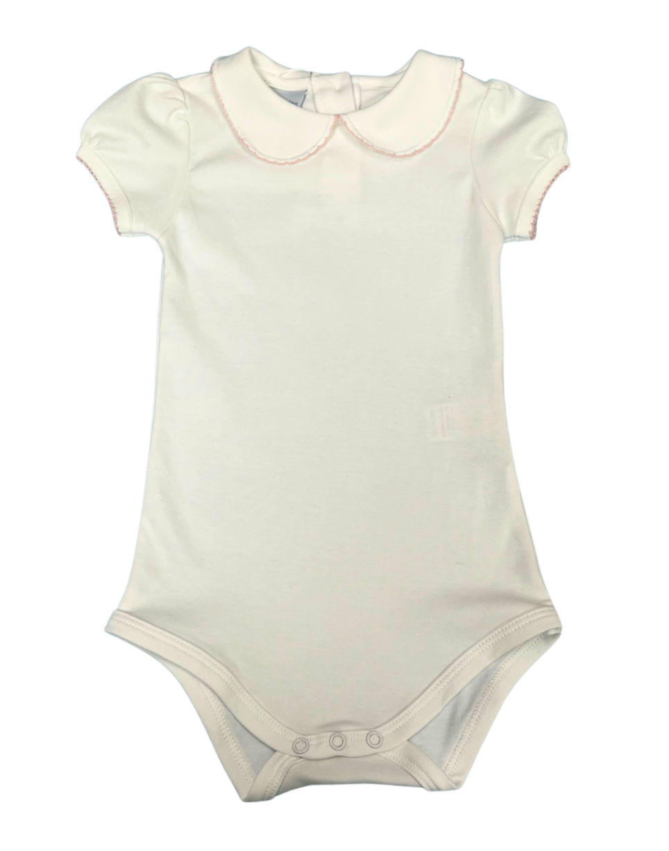 Crochet Onesie with Pink Trim