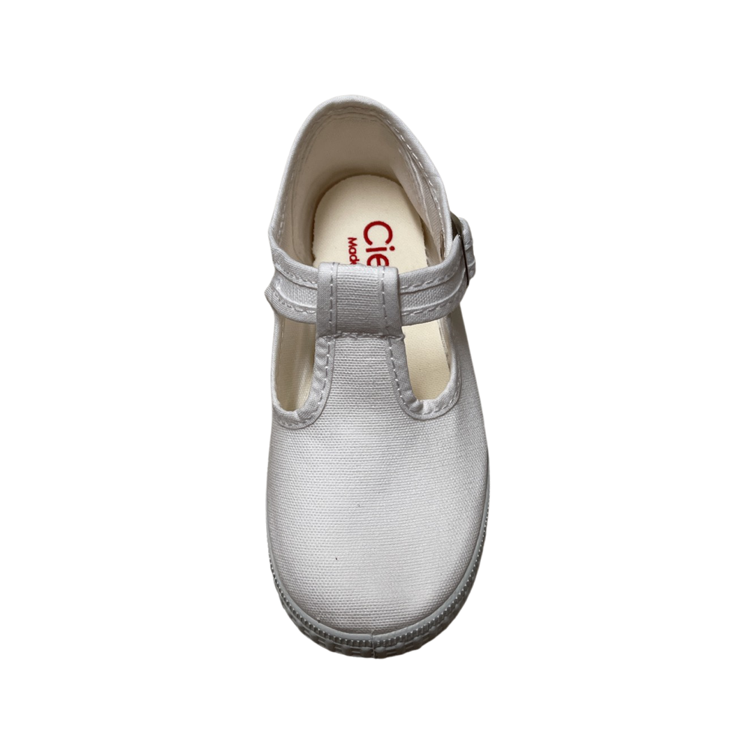 Canvas T-Strap with Buckle- White