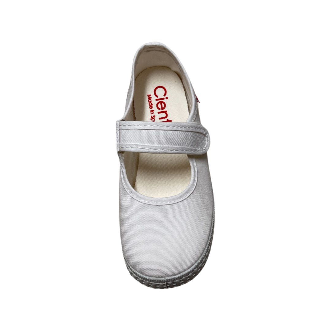 Canvas Mary Jane with Velcro- White