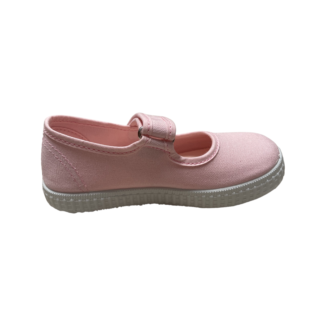Canvas Mary Jane with Velcro- Light Pink