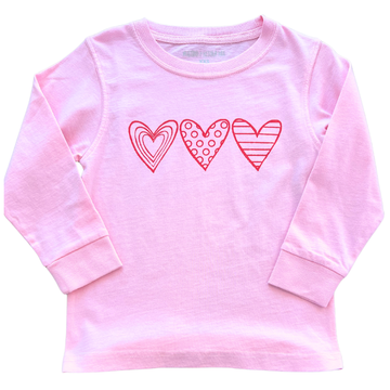 Long Sleeve Light Pink Hearts Trio