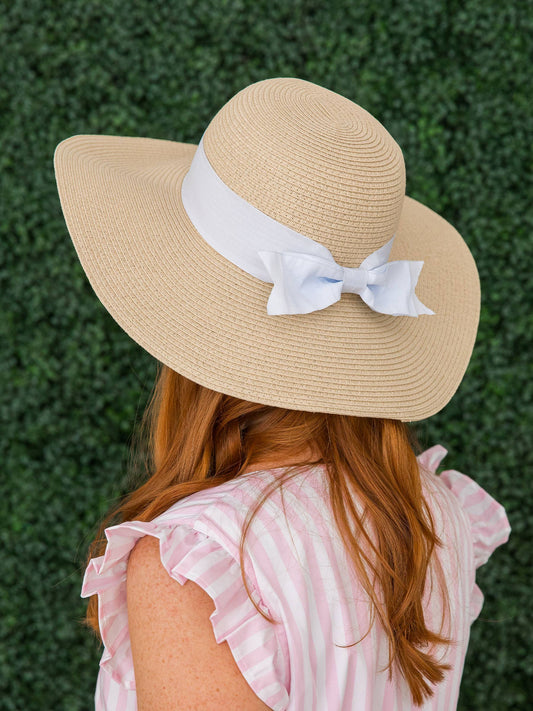 Women's White Floppy Straw Sun Hat