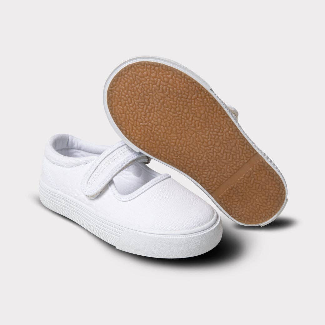 Jamie Girls Mary Jane Shoe- Tumbled White