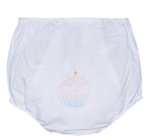 White Landon Diaper Cover - Cupcake