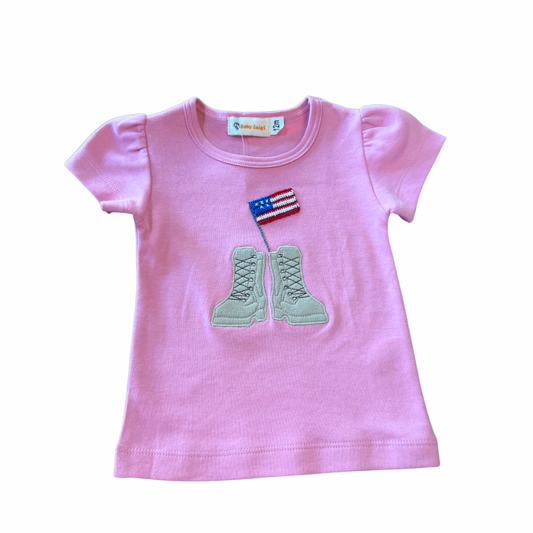 Solider Boots with Flag SS Pink Tee